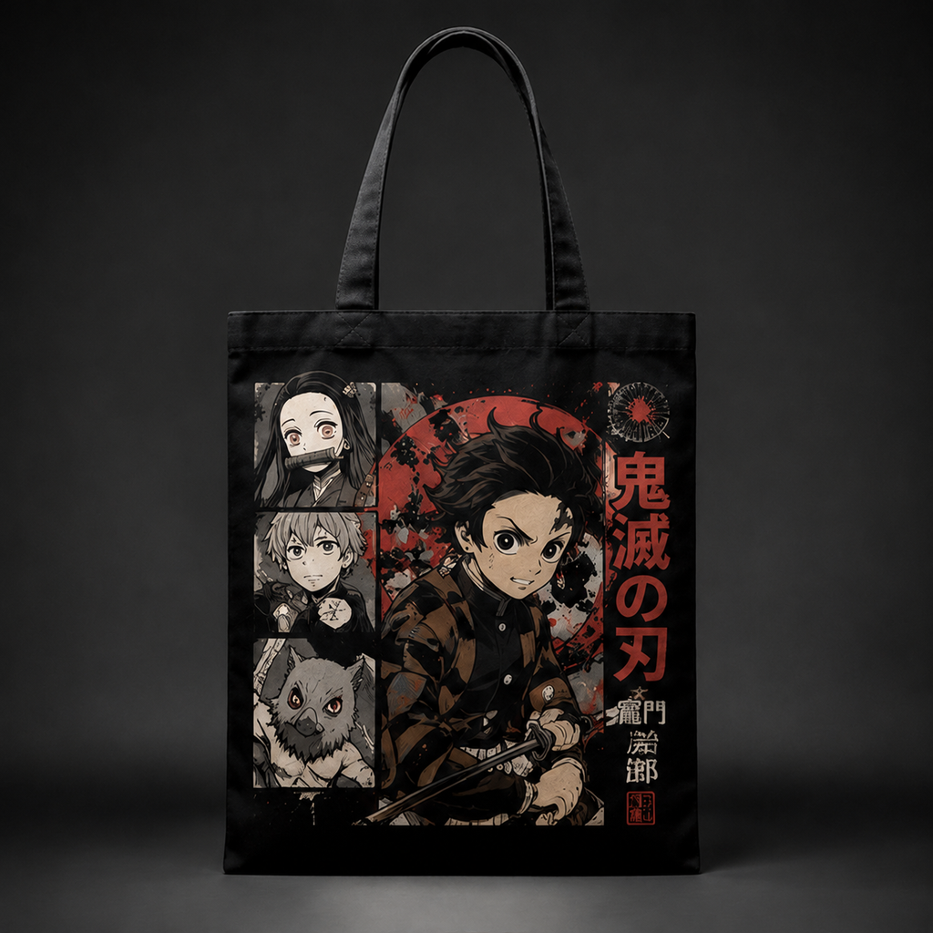 Tanjiro Kamado Demon Slayer Anime Canvas Tote Bag - Manga Panel Crew