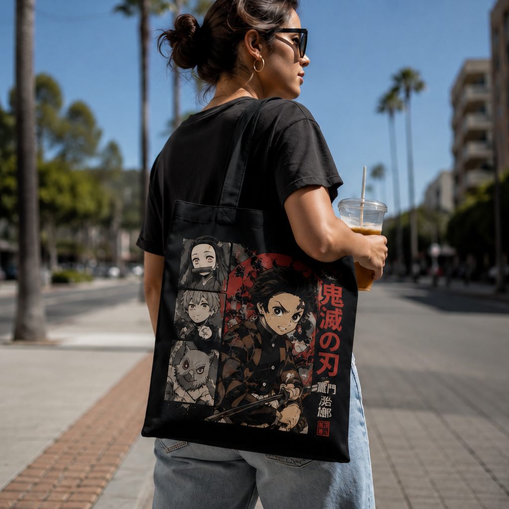 Tanjiro Kamado Demon Slayer Anime Canvas Tote Bag - Manga Panel Crew