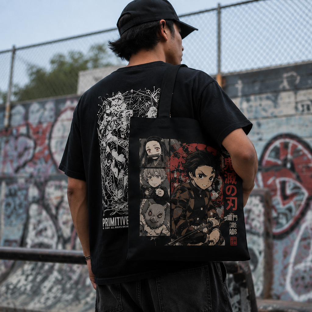 Tanjiro Kamado Demon Slayer Anime Canvas Tote Bag - Manga Panel Crew