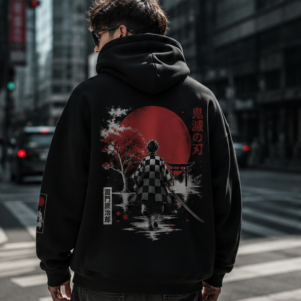 Tanjiro Kamado Demon Slayer Anime Hoodie - Torii Gate Journey