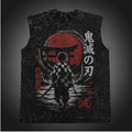 Tanjiro Kamado Demon Slayer Anime Tank Top - Torii Gate Path Acid Wash Vest