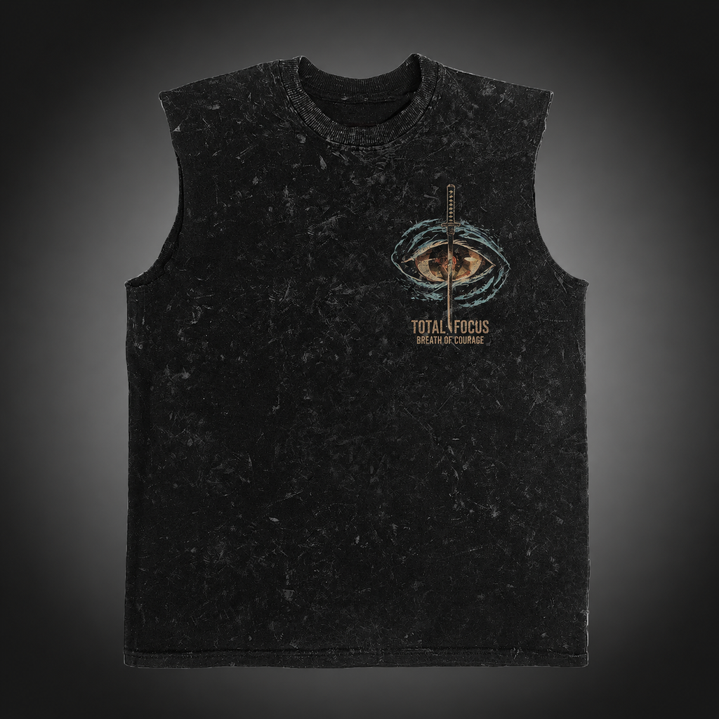 Tanjiro Kamado Demon Slayer Anime Tank Top - Total Focus Acid Wash Vest