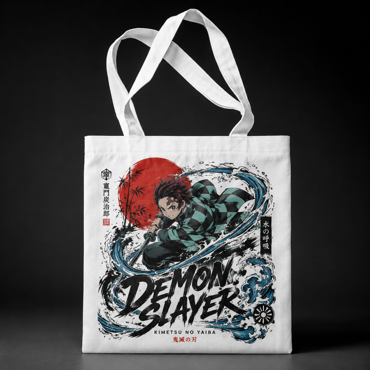 Tanjiro Kamado Demon Slayer Anime Canvas Tote Bag - Water Breathing Strike