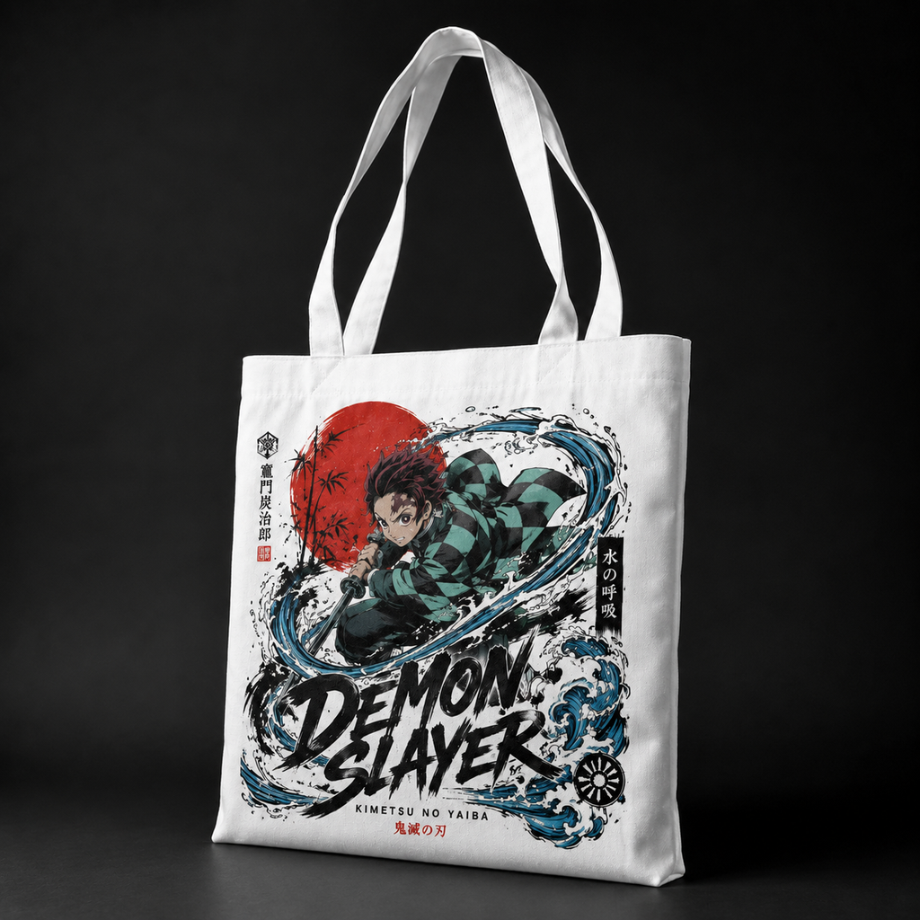 Tanjiro Kamado Demon Slayer Anime Canvas Tote Bag - Water Breathing Strike