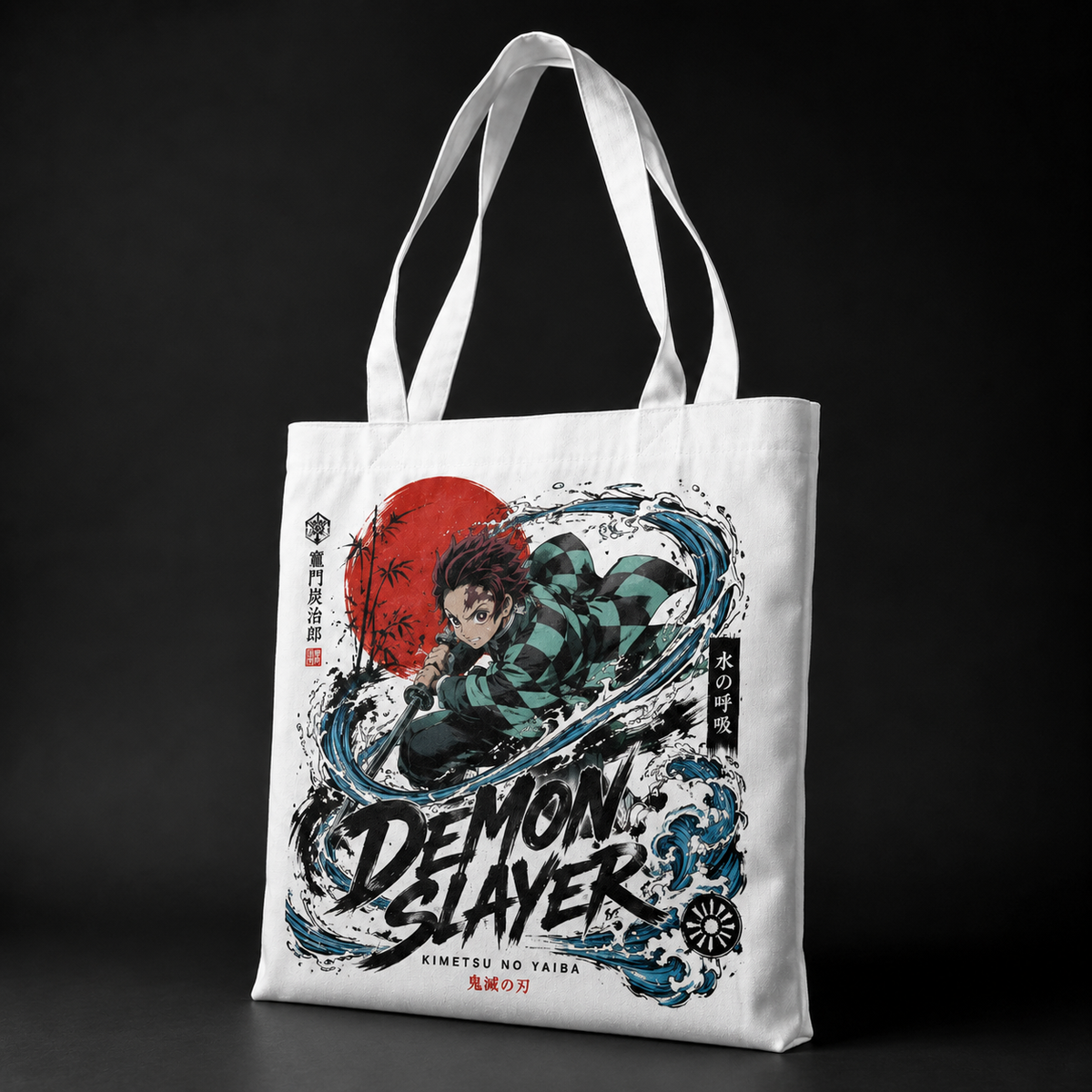 Tanjiro Kamado Demon Slayer Anime Canvas Tote Bag - Water Breathing Strike
