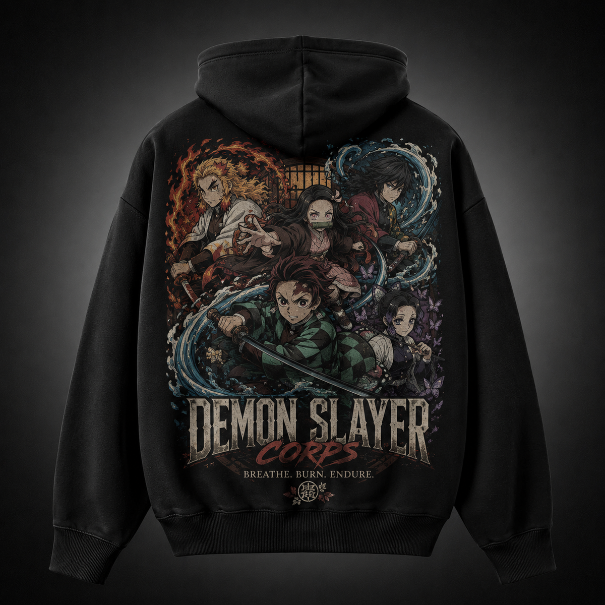 Tanjiro Kamado, Nezuko Kamado, Kyojuro Rengoku, Giyu Tomioka, Shinobu Kocho Demon Slayer Anime Hoodie - Corps Assemble