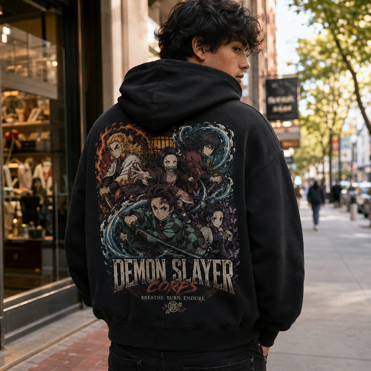 Tanjiro Kamado, Nezuko Kamado, Kyojuro Rengoku, Giyu Tomioka, Shinobu Kocho Demon Slayer Anime Hoodie - Corps Assemble