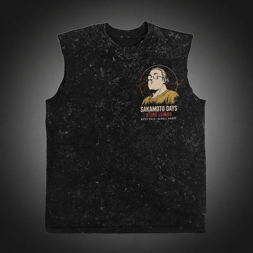 Taro Sakamoto Sakamoto Days Anime Tank Top - Everyday Legend Acid Wash Vest