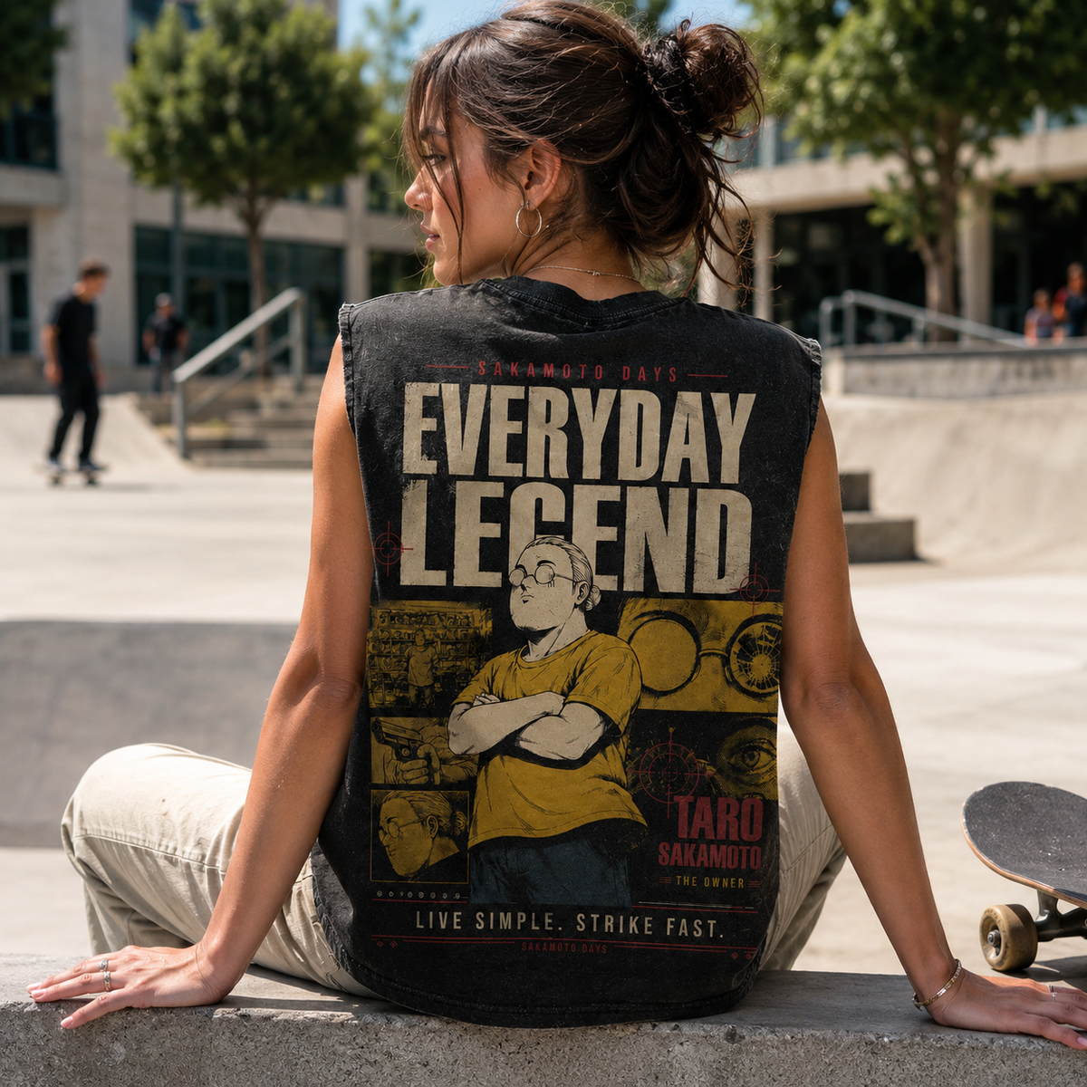 Taro Sakamoto Sakamoto Days Anime Tank Top - Everyday Legend Acid Wash Vest