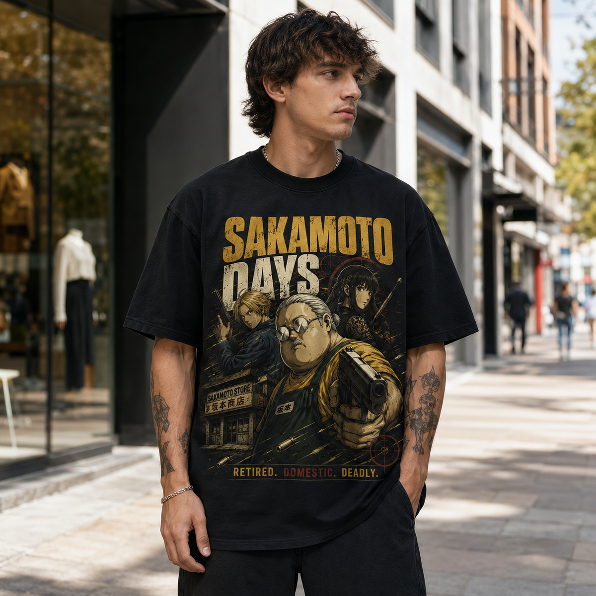 Taro Sakamoto Sakamoto Days Anime Graphic Tee - Retired Domestic Deadly