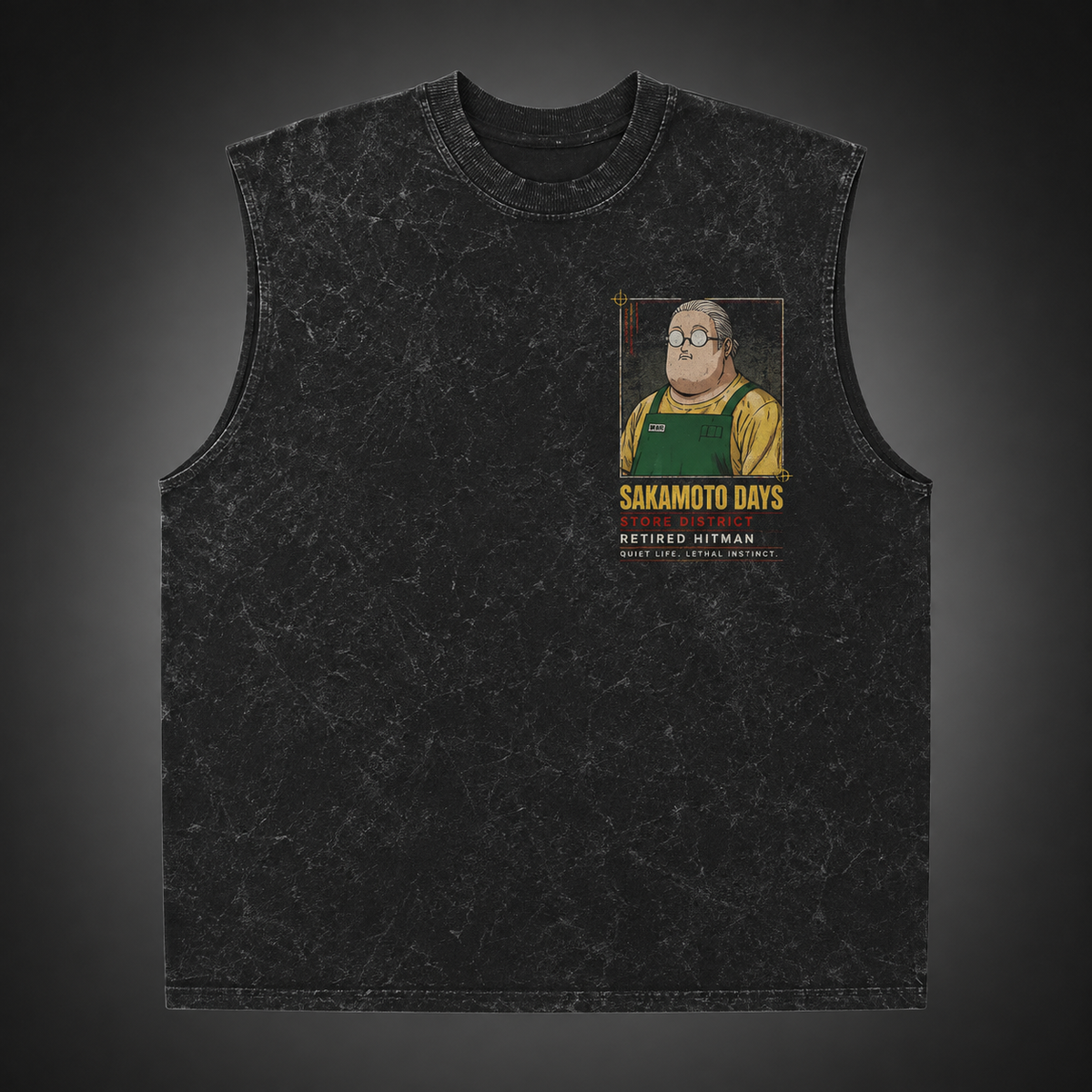 Taro Sakamoto & Shin Asakura Sakamoto Days Anime Tank Top - Corner Store Chaos Acid Wash Vest