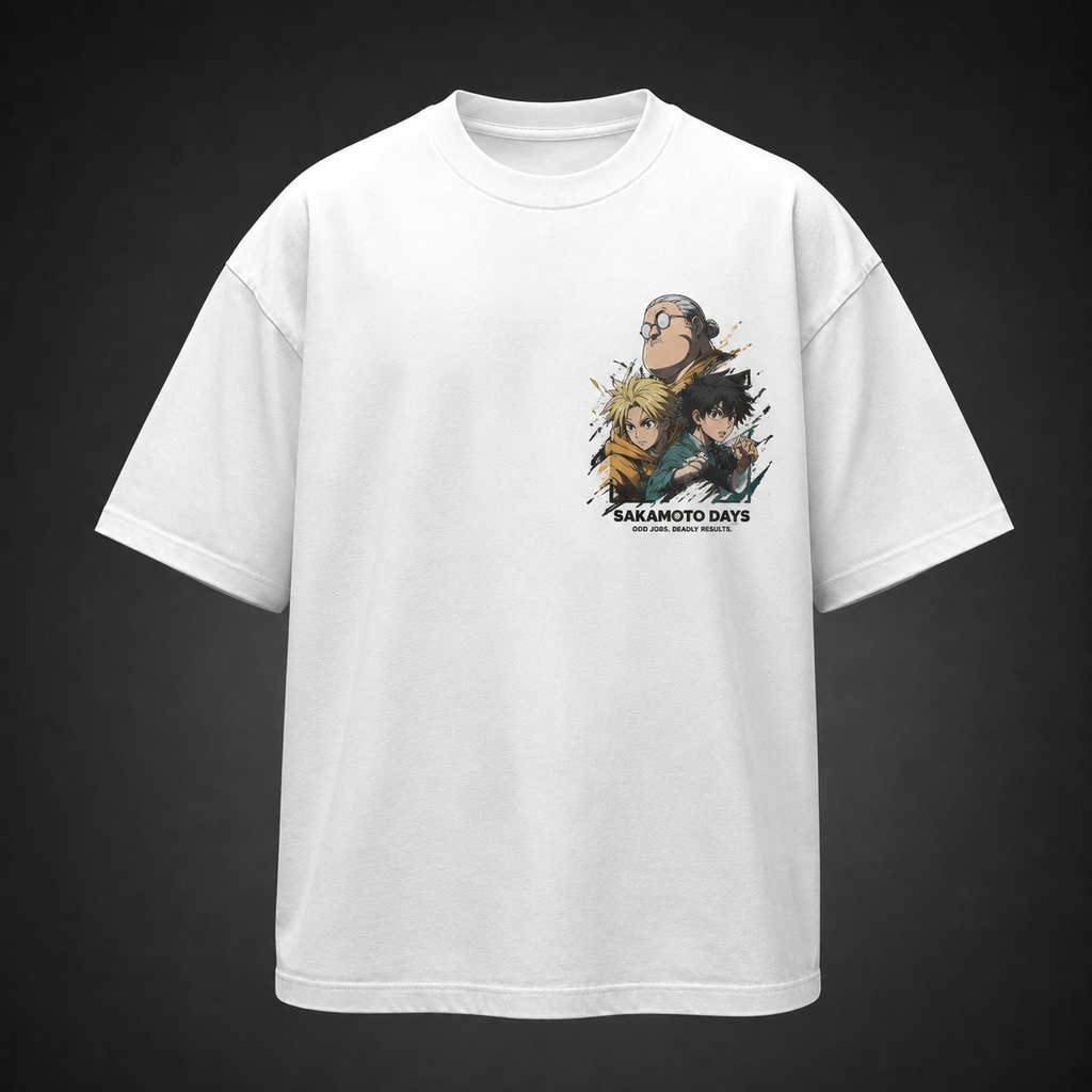 Taro Sakamoto & Shin Asakura Sakamoto Days Anime Graphic Tee - Odd Jobs Deadly Results