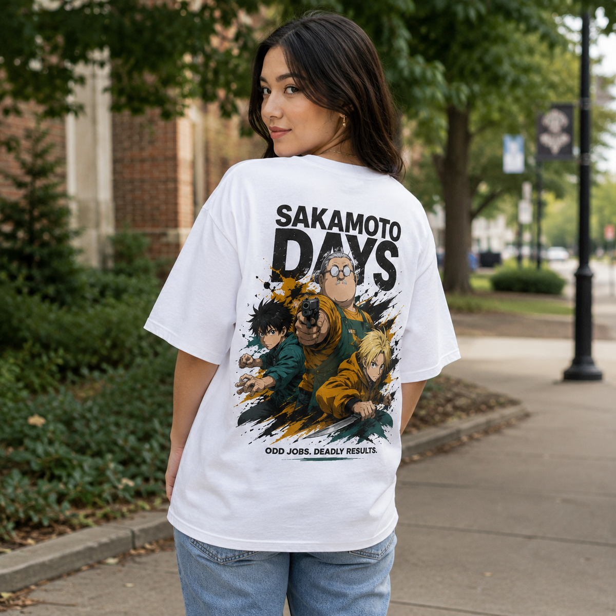 Taro Sakamoto & Shin Asakura Sakamoto Days Anime Graphic Tee - Odd Jobs Deadly Results