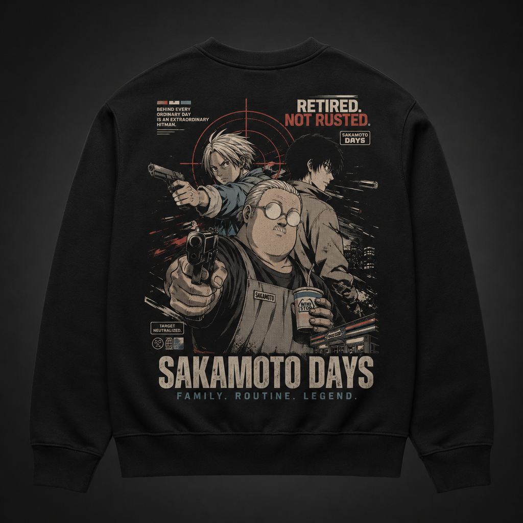 Taro Sakamoto & Shin Asakura Sakamoto Days Anime Sweatshirt - Retired Not Rusted