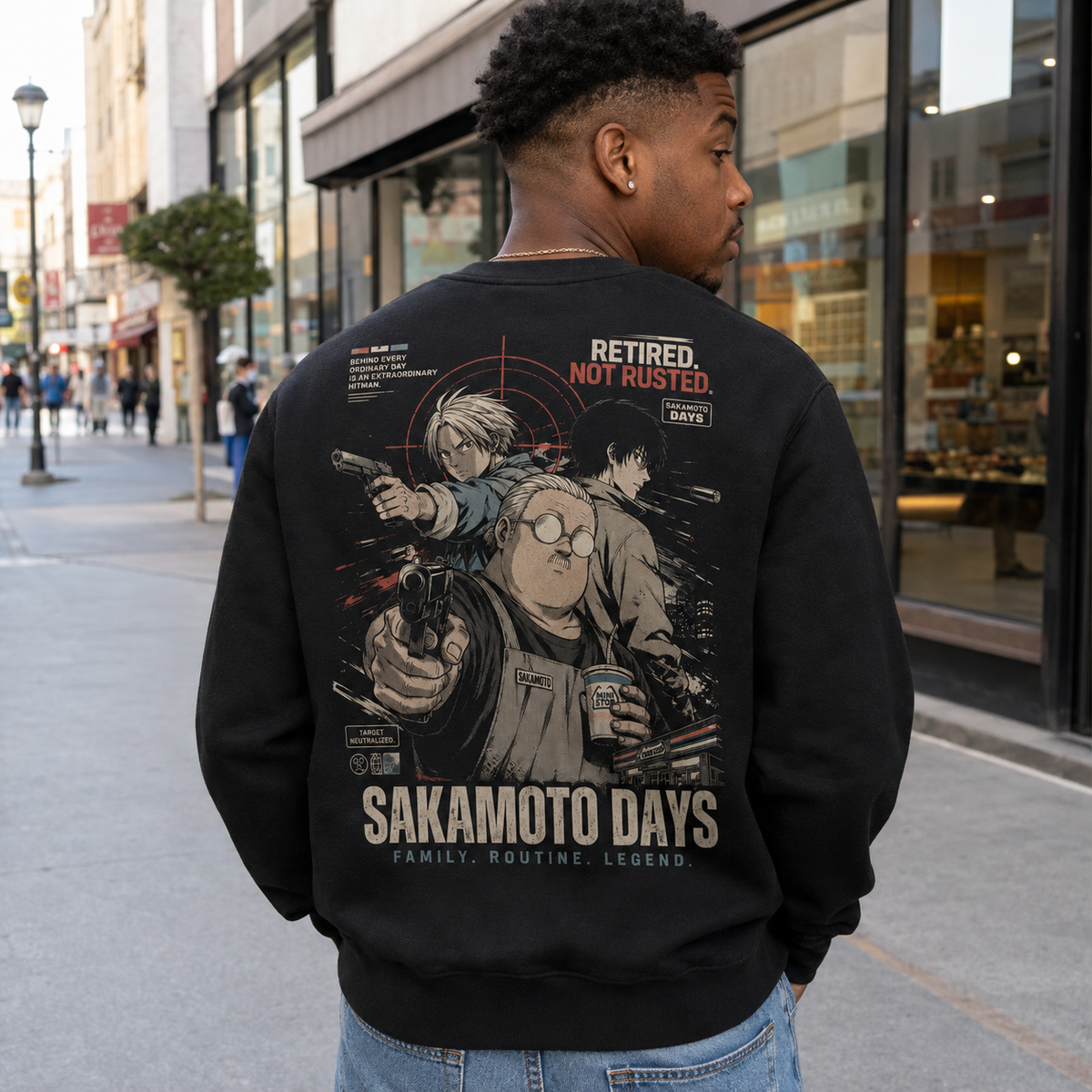 Taro Sakamoto & Shin Asakura Sakamoto Days Anime Sweatshirt - Retired Not Rusted