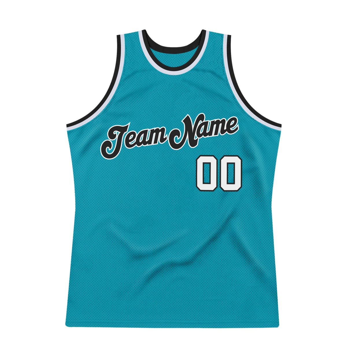 Custom Basketball Jersey - Teal White-Black Throwback