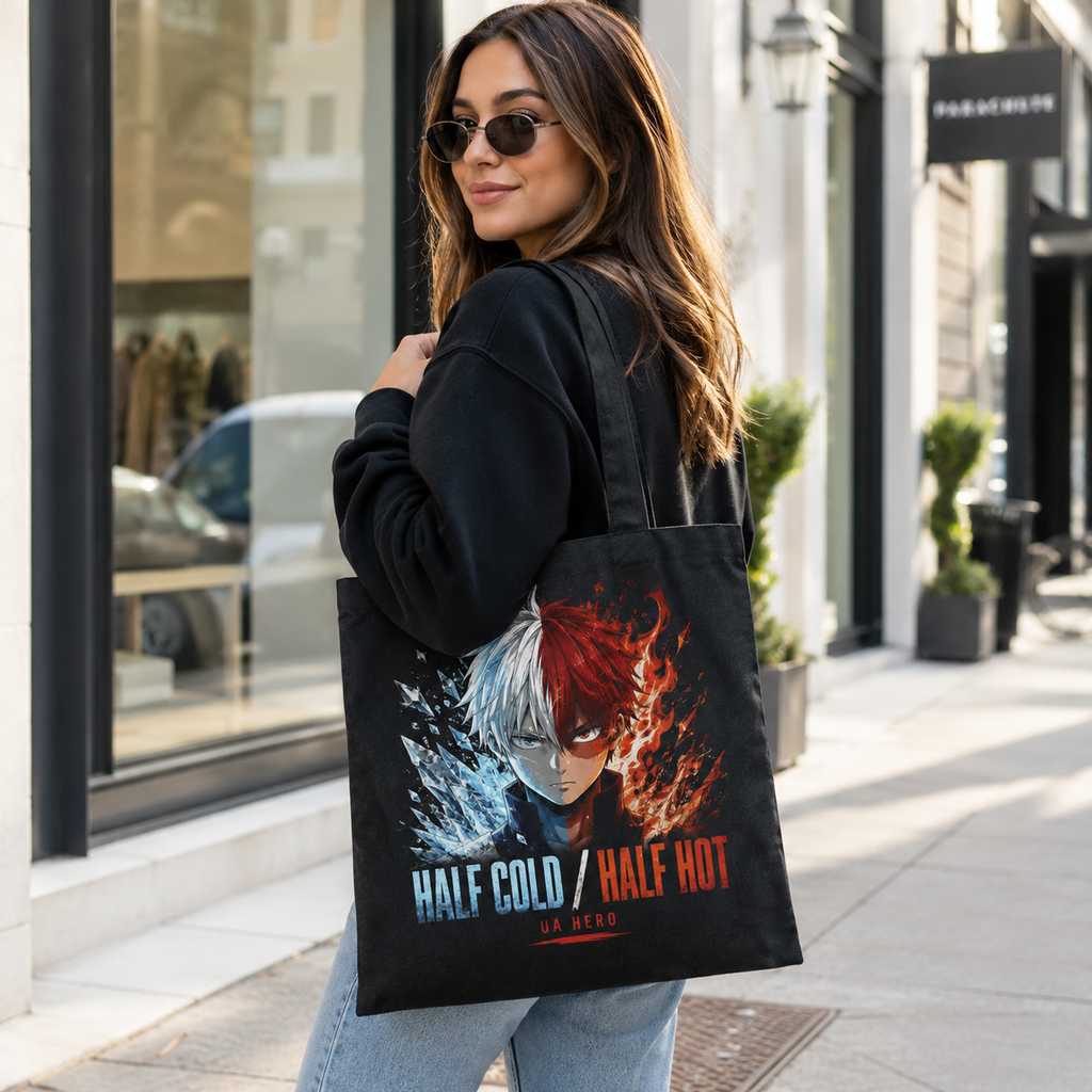 Todoroki My Hero Academia Anime Canvas Tote Bag - Half Cold Half Hot