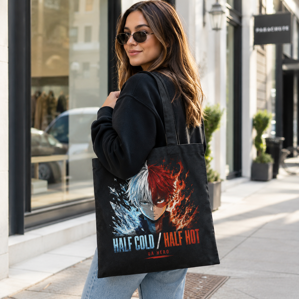 Todoroki My Hero Academia Anime Canvas Tote Bag - Half Cold Half Hot