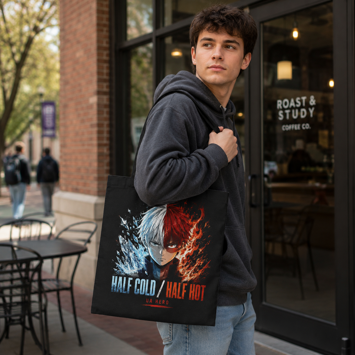 Todoroki My Hero Academia Anime Canvas Tote Bag - Half Cold Half Hot