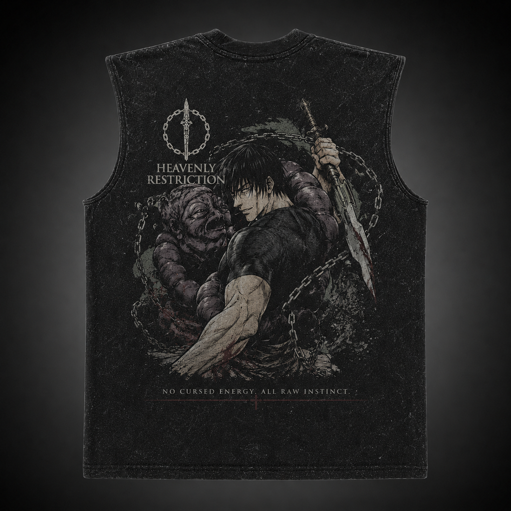 Toji Fushiguro Jujutsu Kaisen Anime Tank Top - Raw Instinct Acid Wash Vest