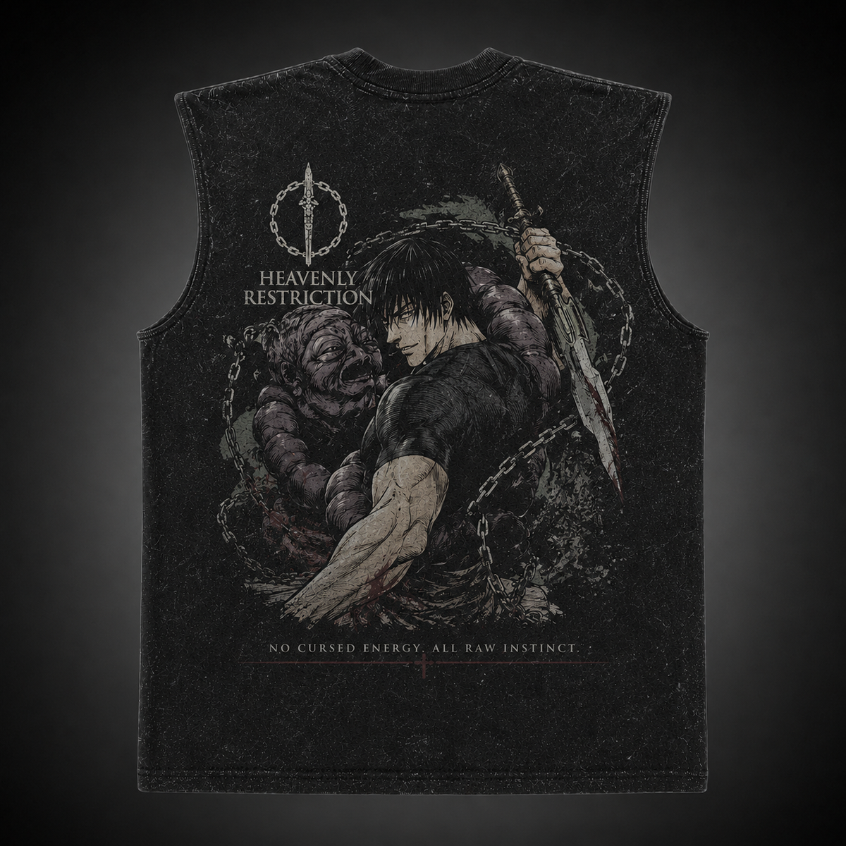 Toji Fushiguro Jujutsu Kaisen Anime Tank Top - Raw Instinct Acid Wash Vest