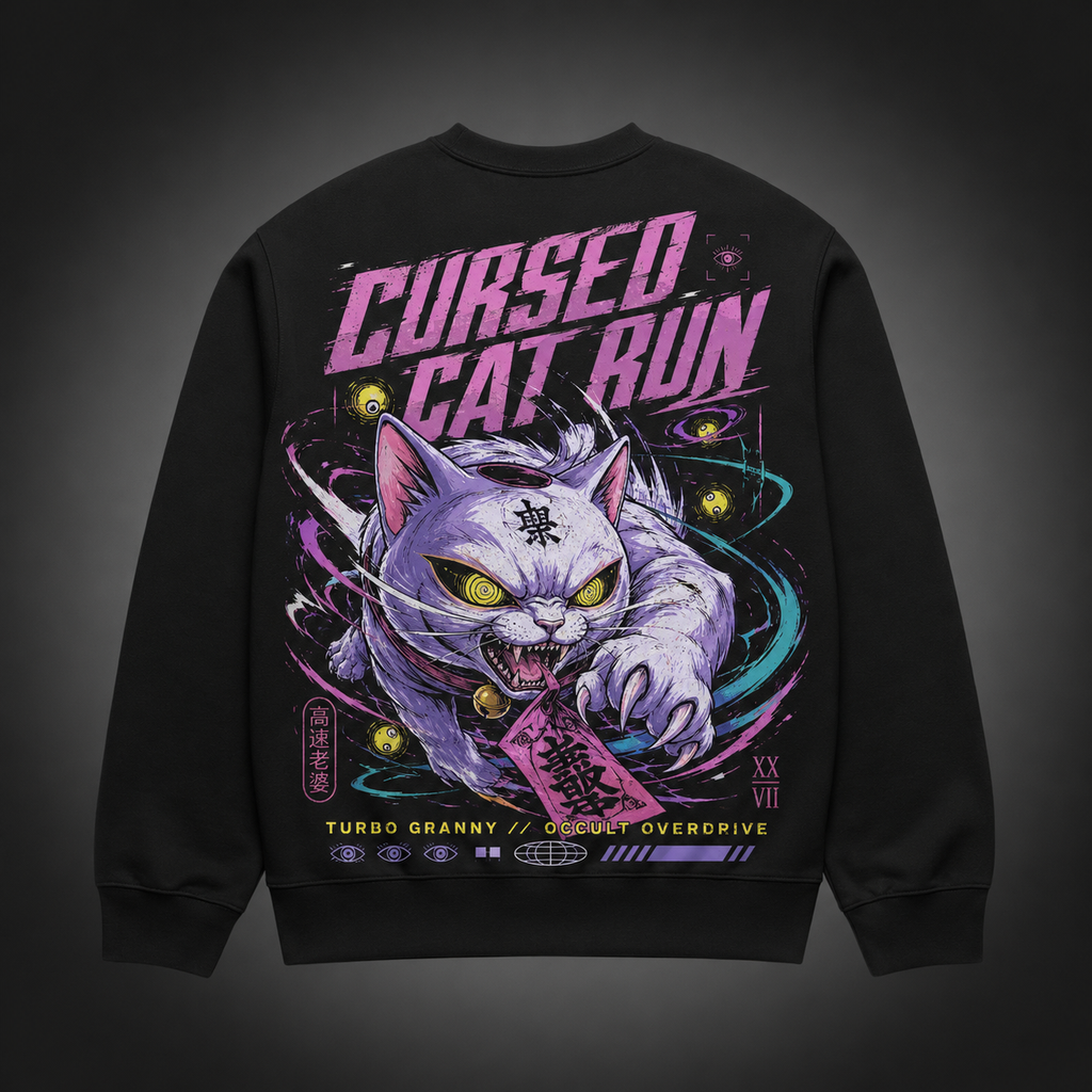 Turbo Granny Dandadan Anime Sweatshirt - Cursed Cat Run