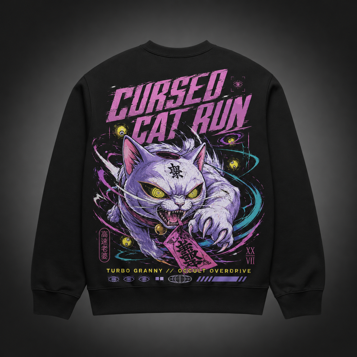 Turbo Granny Dandadan Anime Sweatshirt - Cursed Cat Run