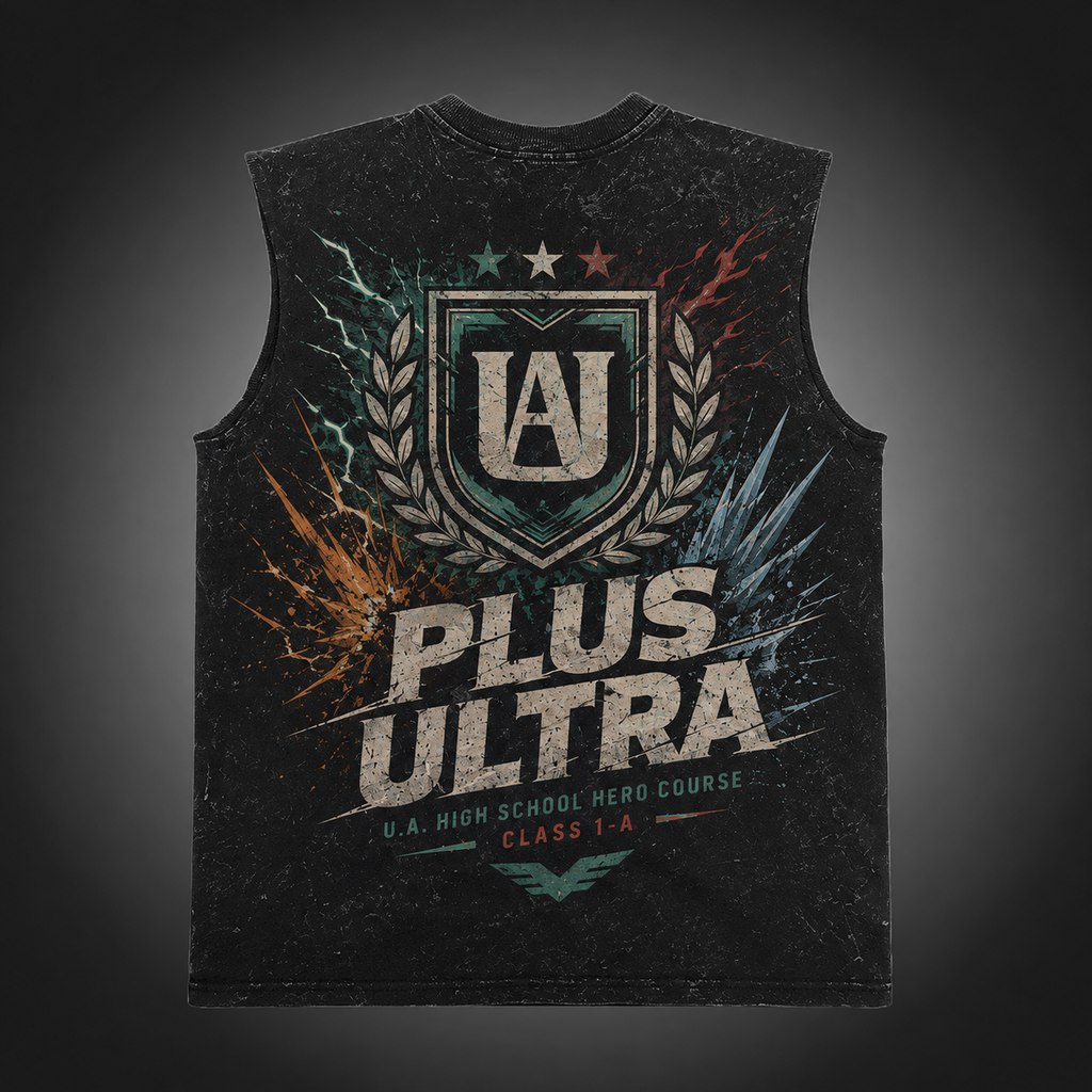 U.A. High School (UA crest) My Hero Academia Anime Tank Top - UA Crest Emblem Acid Wash Vest