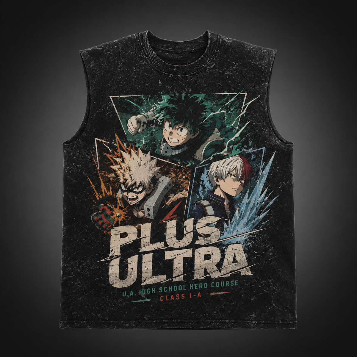 U.A. High School (UA crest) My Hero Academia Anime Tank Top - UA Crest Emblem Acid Wash Vest