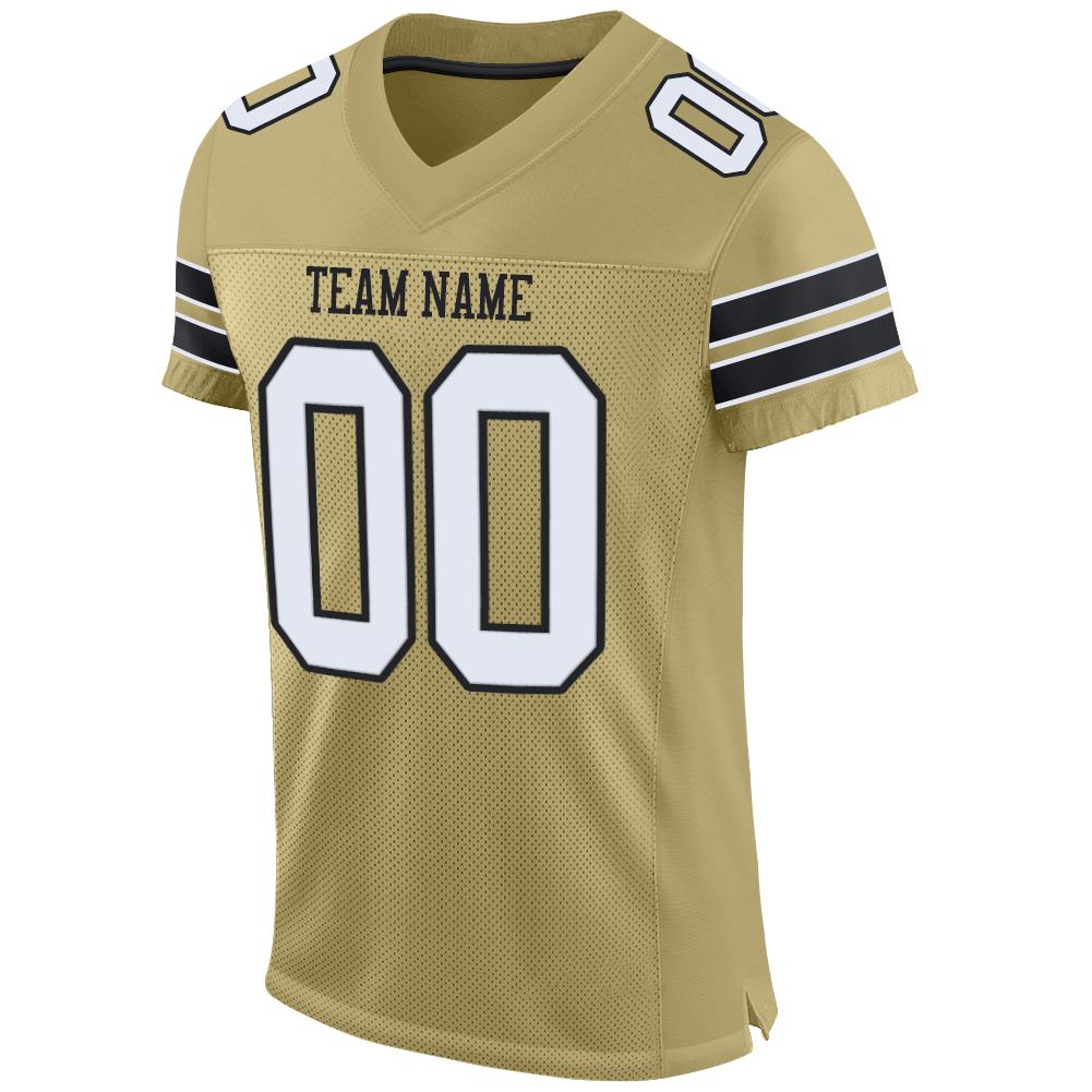 Custom Football Jersey - Vegas Gold White-Black Mesh