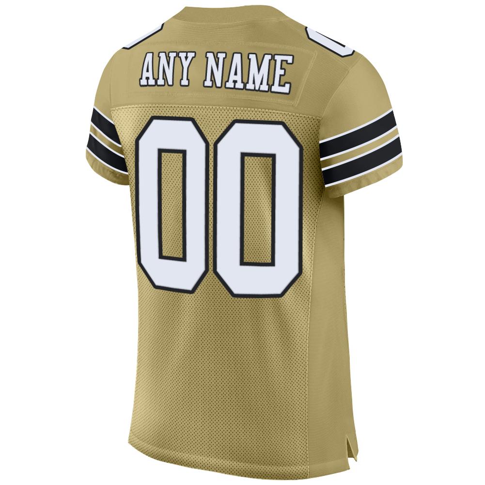 Custom Football Jersey - Vegas Gold White-Black Mesh