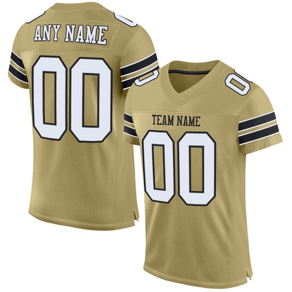 Custom Football Jersey - Vegas Gold White-Black Mesh