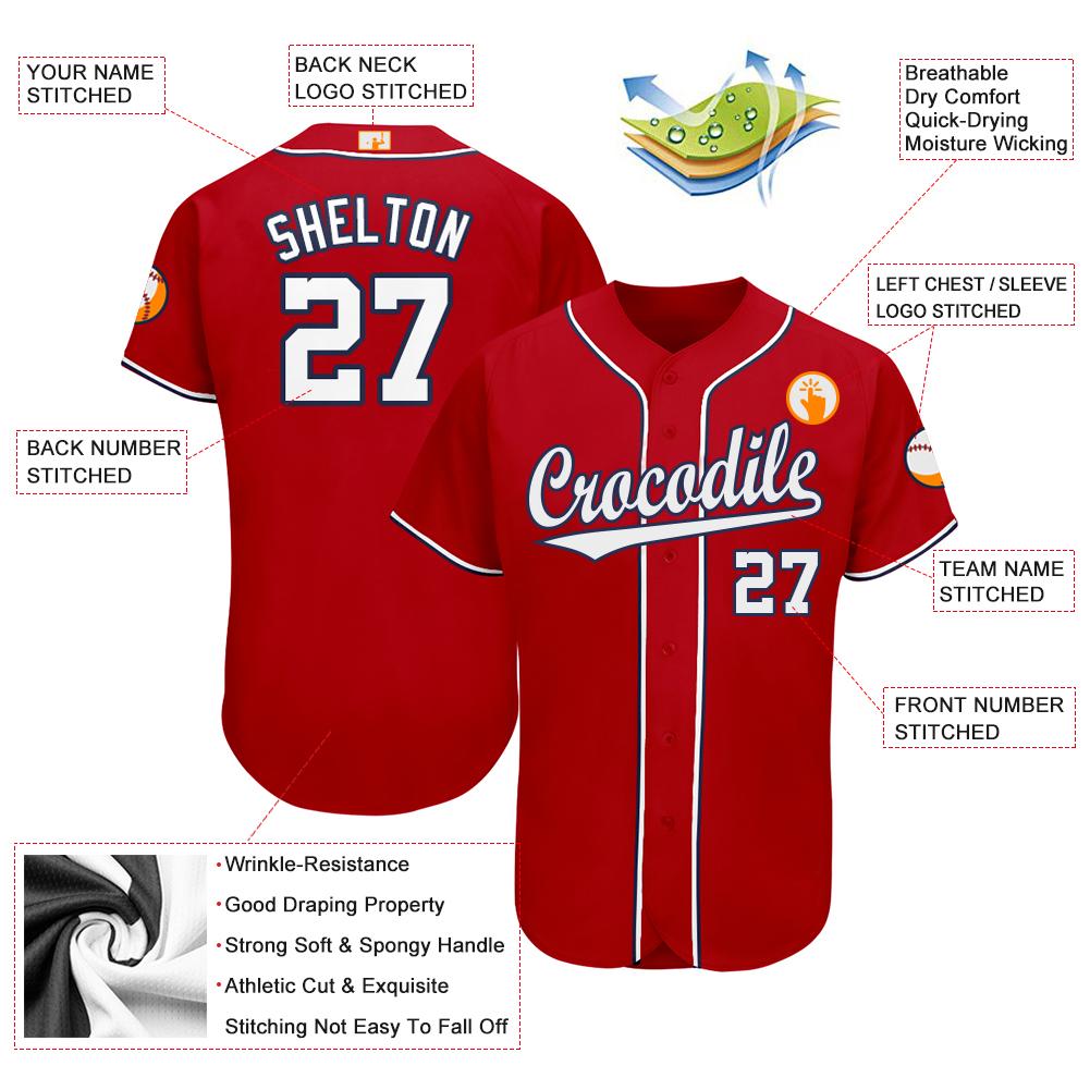 Custom Baseball Jersey - Red White-Navy