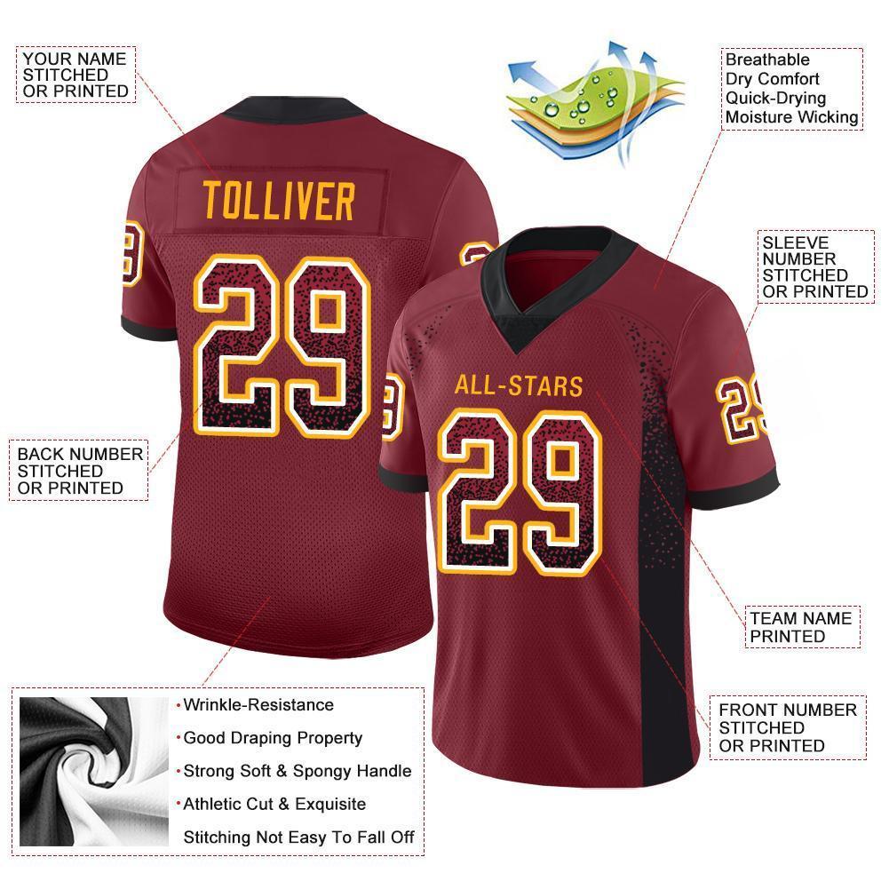 Custom Football Jersey - Burgundy Black-Gold Drift Fashion