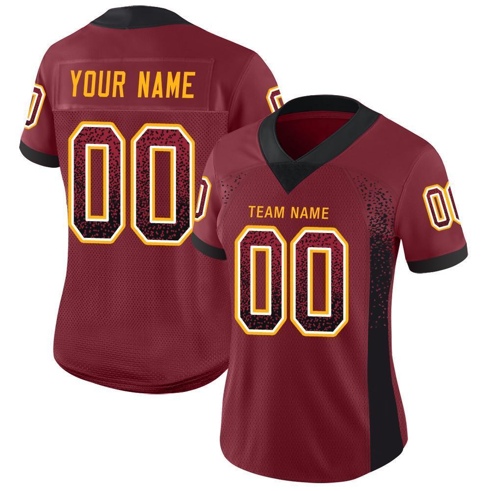 Custom Football Jersey - Burgundy Black-Gold Drift Fashion