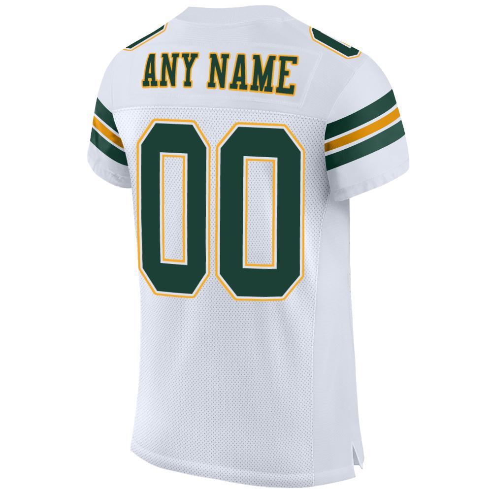 Custom Football Jersey - White Green-Gold Mesh - Style White0003