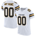Custom Football Jersey - White Black-Gold Mesh - Style White0004