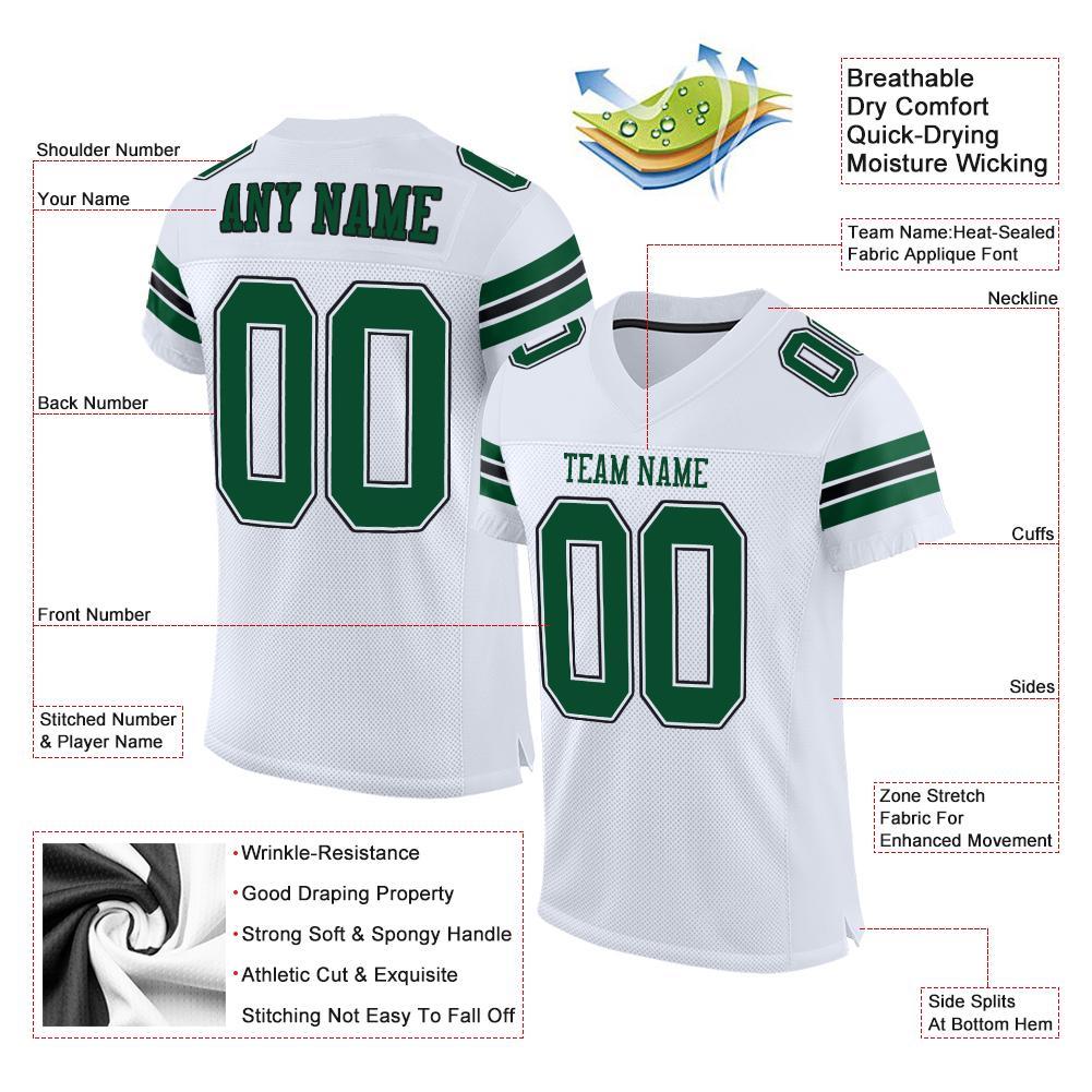 Custom Football Jersey - White Grass Green-Black Mesh - Style White0014