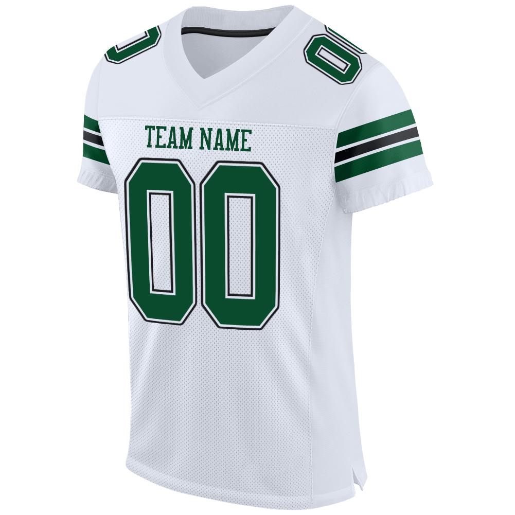 Custom Football Jersey - White Grass Green-Black Mesh - Style White0014