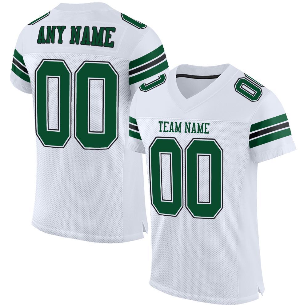 Custom Football Jersey - White Grass Green-Black Mesh - Style White0014