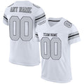 Custom Football Jersey - White Silver-Black Mesh - Style White0015