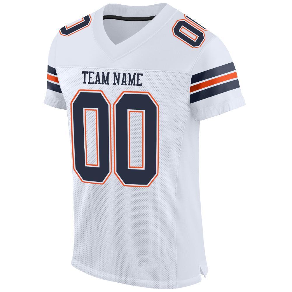 Custom Football Jersey - White Navy-Orange Mesh