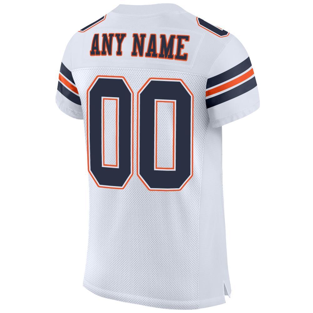 Custom Football Jersey - White Navy-Orange Mesh