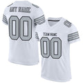 Custom Football Jersey - White Silver-Black Mesh - Style White0032