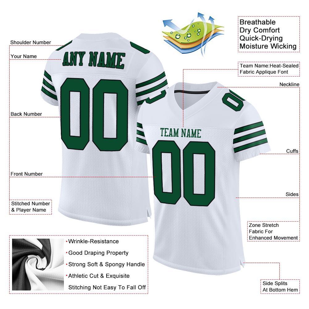 Custom Football Jersey - White Grass Green-Black Mesh - Style White0052