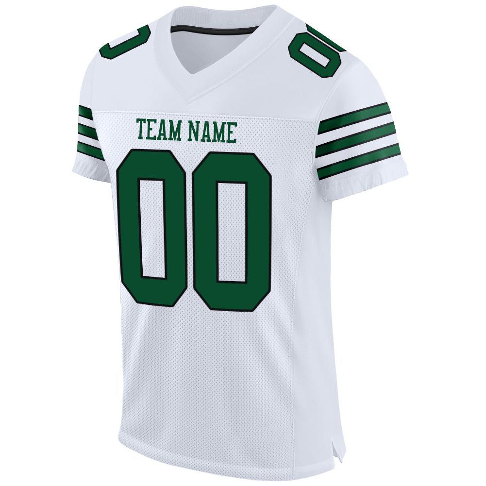 Custom Football Jersey - White Grass Green-Black Mesh - Style White0052