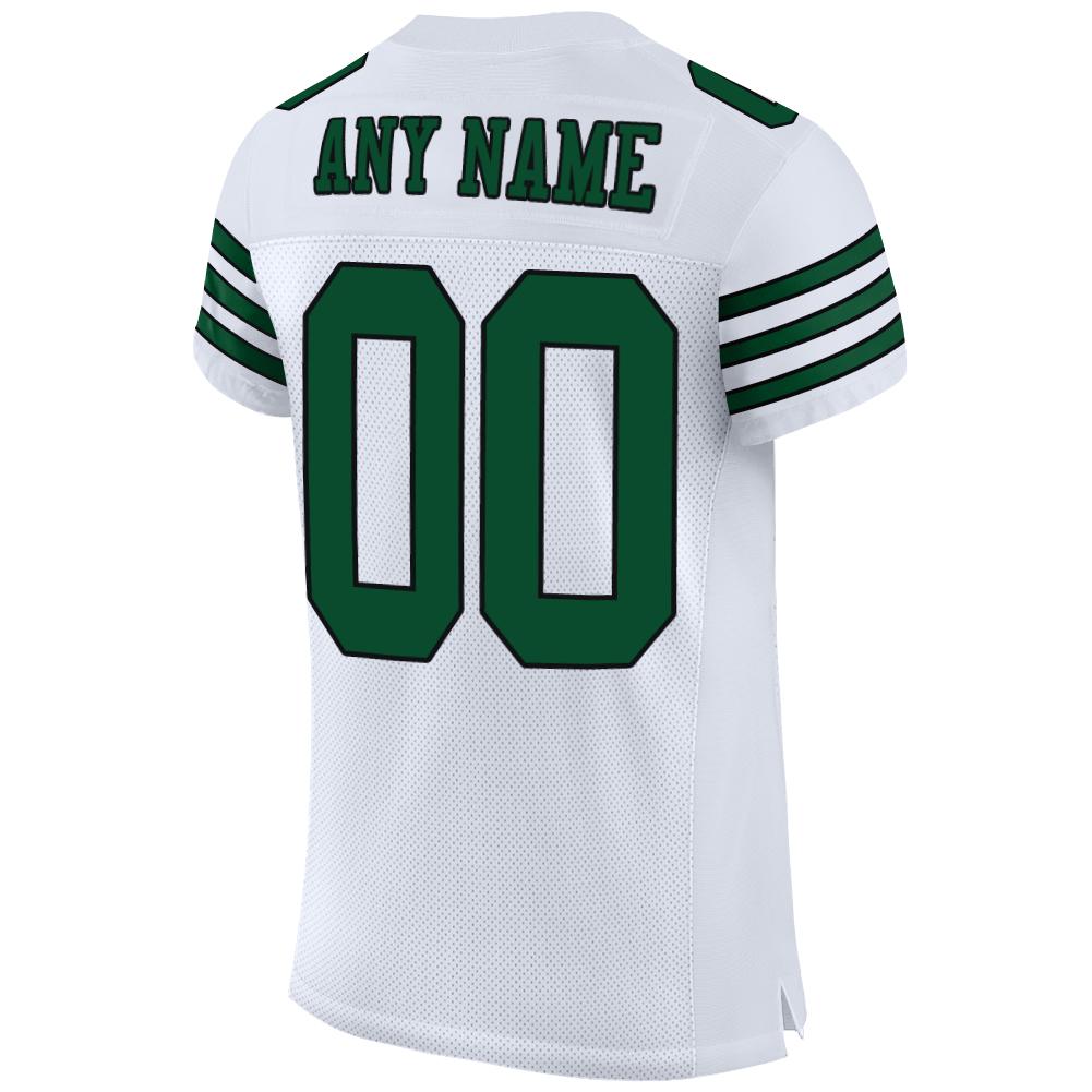 Custom Football Jersey - White Grass Green-Black Mesh - Style White0052