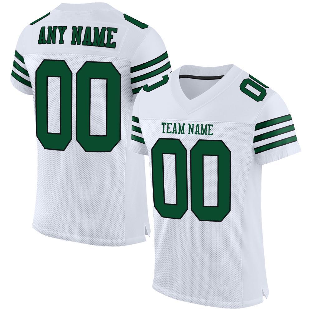 Custom Football Jersey - White Grass Green-Black Mesh - Style White0052