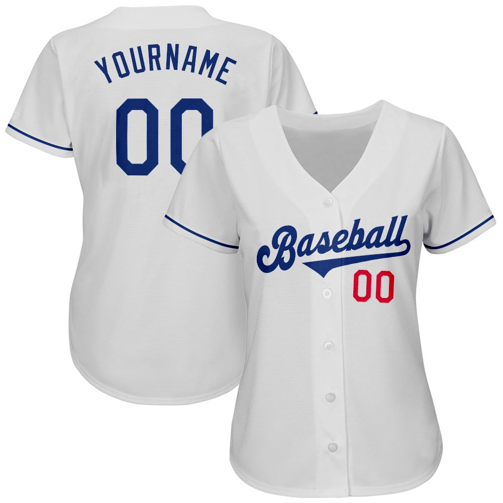 Custom Baseball Jersey - White Royal-Red