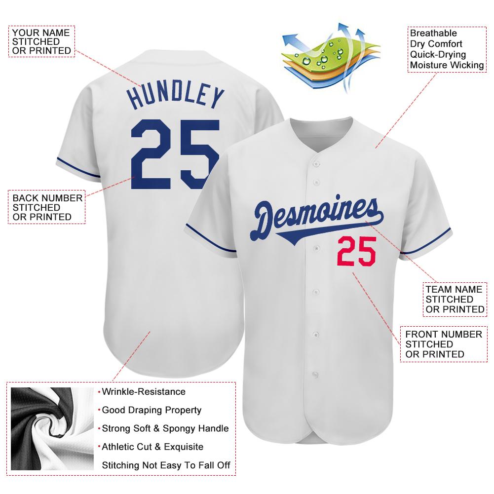 Custom Baseball Jersey - White Royal-Red